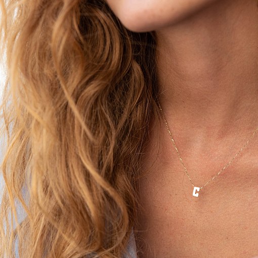 Колье с буквой "Е" в желтом золоте кол01164Е 10