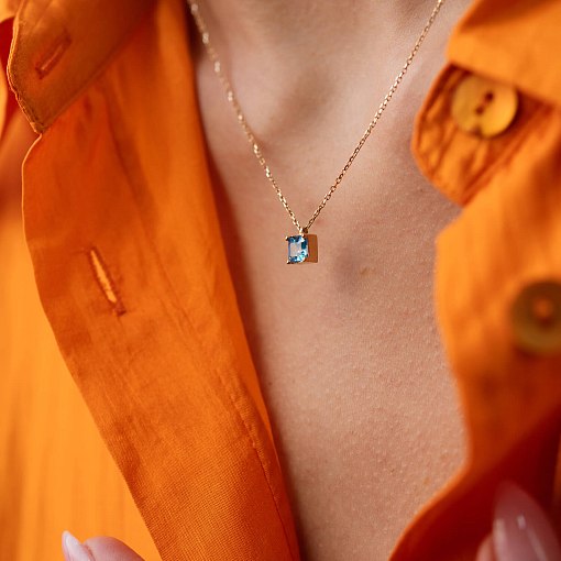 Золотое колье "Альма" (голубой фианит) кол02369 6