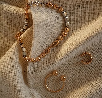 Кольцо "Шарики" в красном золоте к07506 №18