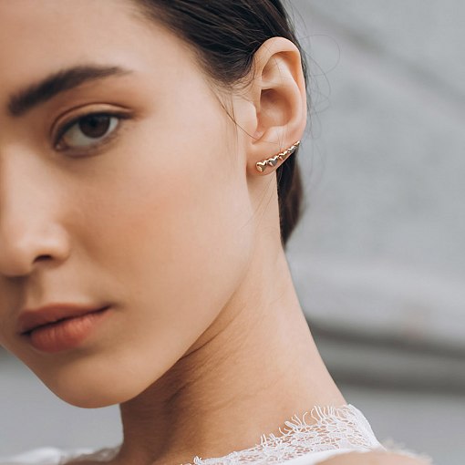 Золотые серьги - клаймберы "Сердечки" с06443 4