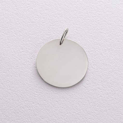 Кулон для гравировки в белом золоте (21 мм) п03182