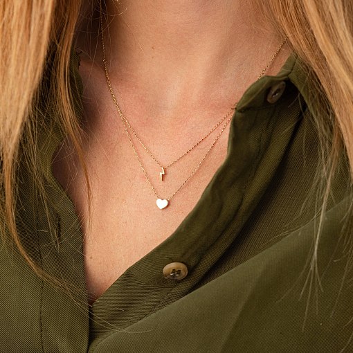 Двойное золотое колье "Молния и сердечко" кол02311 2
