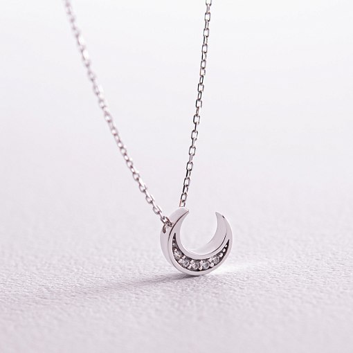 Колье "Луна" с фианитами (белое золото) кол02316