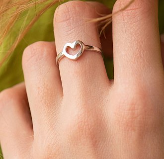 Кольцо "Сердечко" в белом золоте к07394 №10