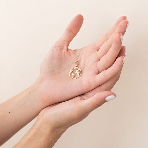 Подвеска "Планета Земля" в красном золоте п03454 2