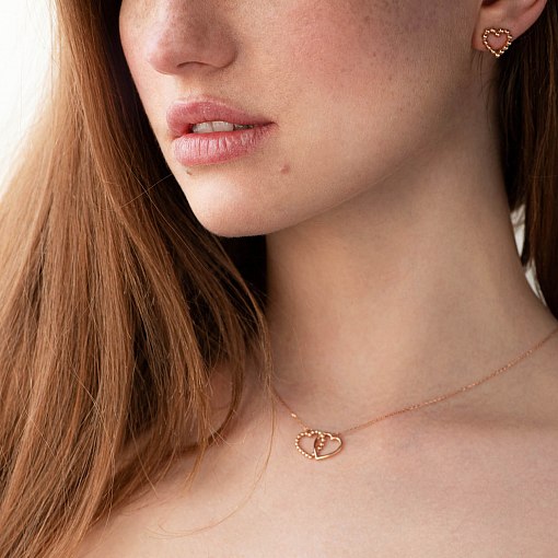 Золотое колье "Влюбленные сердца" кол01677 3