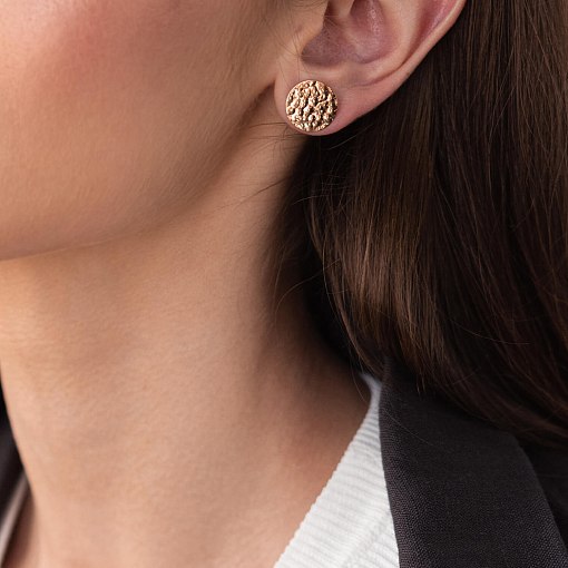 Серьги - пусеты "Теона" в красном золоте с07799 11