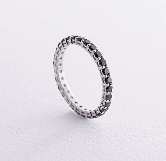 Золотое кольцо с дорожкой черных бриллиантов 229781122
