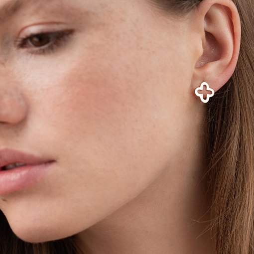 Серьги - пусеты "Клевер" (желтое золото) с06950 3