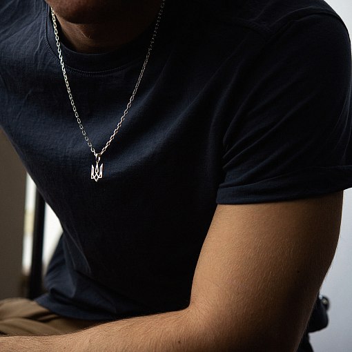 Подвеска "Герб Украины - Тризуб" в белом золоте п03719 7