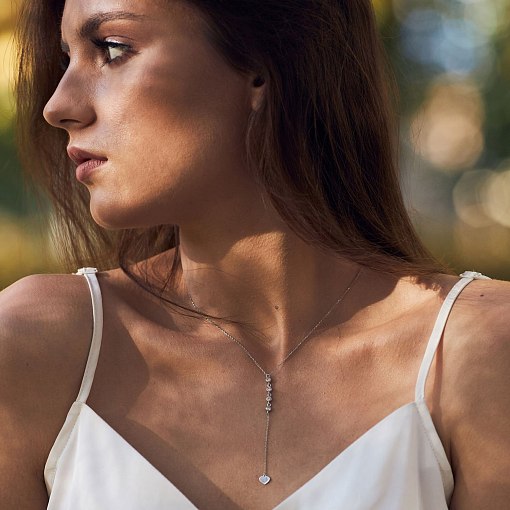 Колье из белого золота с фианитами кол01515 12