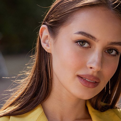 Серьги - протяжки в красном золоте с07907 2