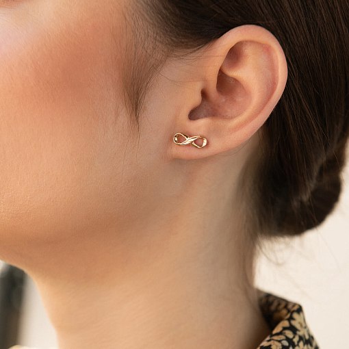 Серьги - пусеты "Бесконечность" в красном золоте с07173 4