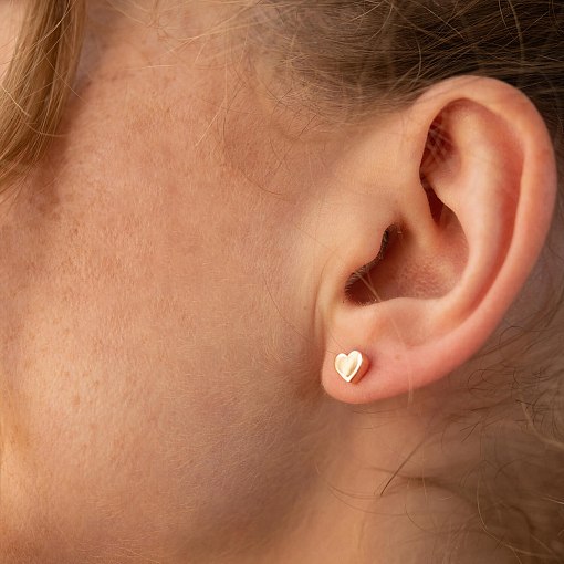 Серьги - пусеты "Сердечки" в красном золоте с08348 5