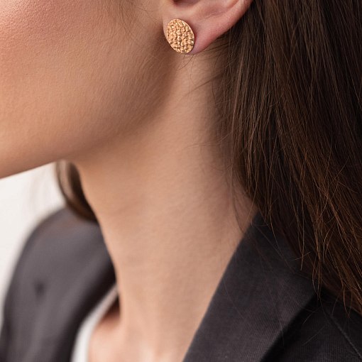 Серьги - пусеты "Теона" в красном золоте с07799 10