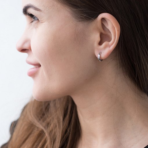 Серьги-кольца в белом золоте (фианит) с06712 2