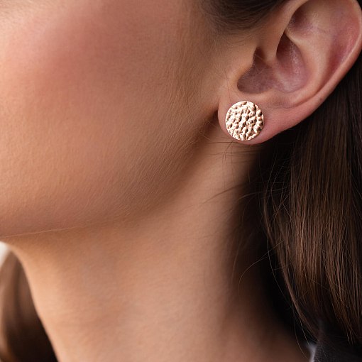 Серьги - пусеты "Теона" в красном золоте с07799 4