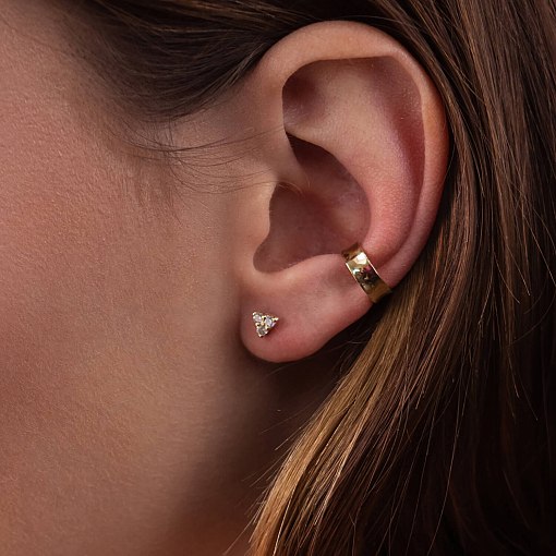 Золотые серьги - пусеты "Треугольники" с фианитами с07700 12