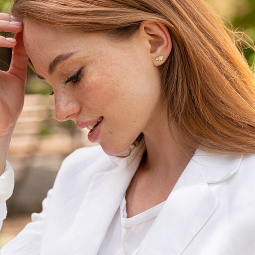 Серьги - пусеты "Карта Украины" в белом золоте с08012 10