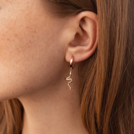 Серьги - кольца "Змеи" в красном золоте с08015 2