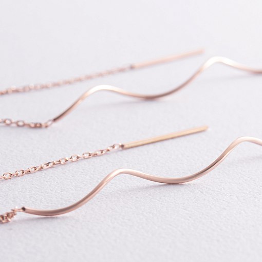 Серьги - протяжки "Завиток" из красного золота с08333 3