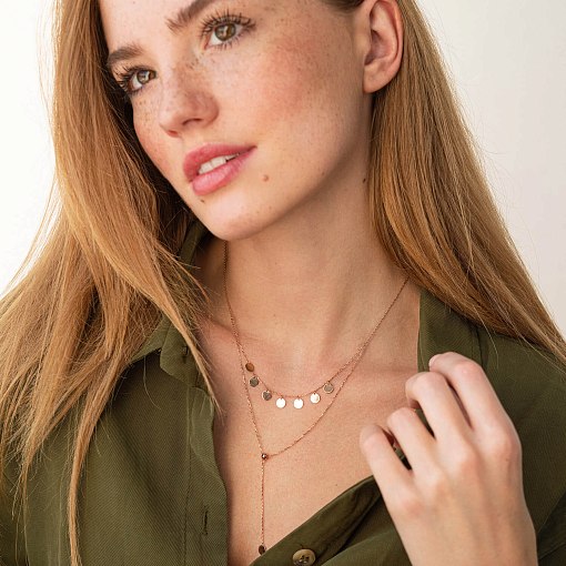 Двойное колье - галстук "Монетки" в красном золоте кол02284 4