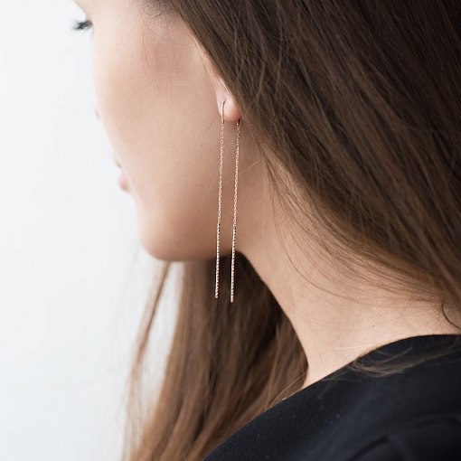 Серьги - протяжки в красном золоте с06700 6