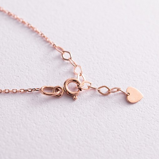 Золотой браслет "Сердечки" (фианиты) на ногу б04905 4