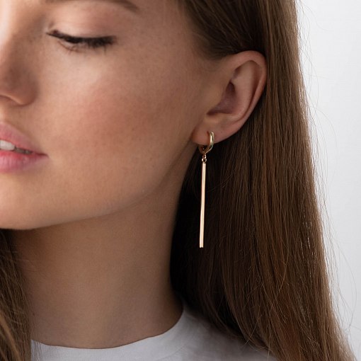 Серьги в желтом золоте на английской застежке с07083 3