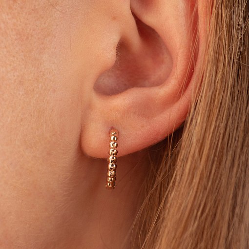 Серьги - кольца в красном золоте (шарики) с09043 2