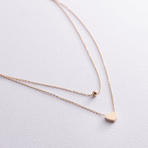 Двойное золотое колье "Шар и сердечко" кол02280 6