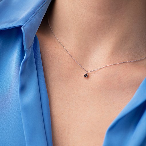 Золоте кольє з чорним діамантом колб0098y 2