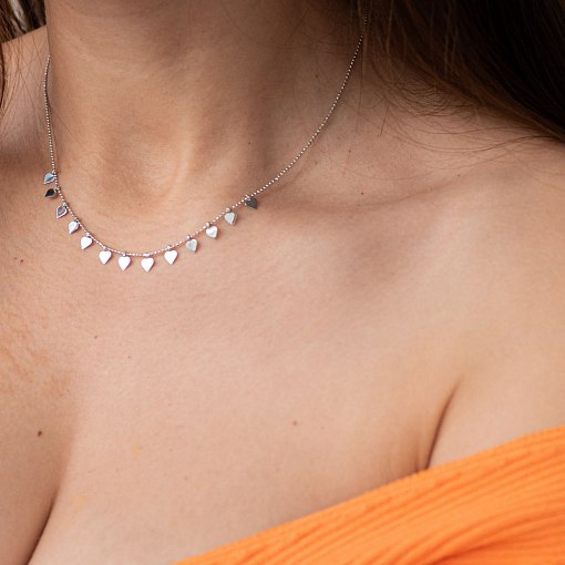 Золотое колье с сердечками кол01396 4