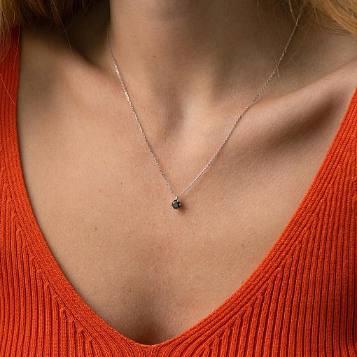 Кольє в білому золоті з чорним діамантом 736131122 6