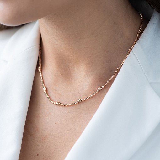 Золотое колье "Сердечки" кол01373 5