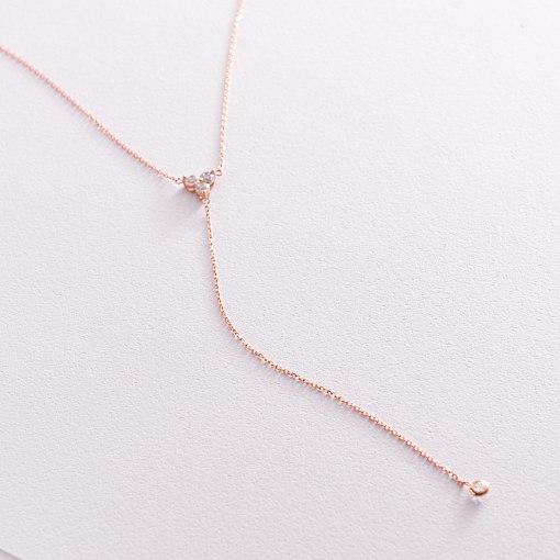 Золотое колье - галстук с фианитами кол02096