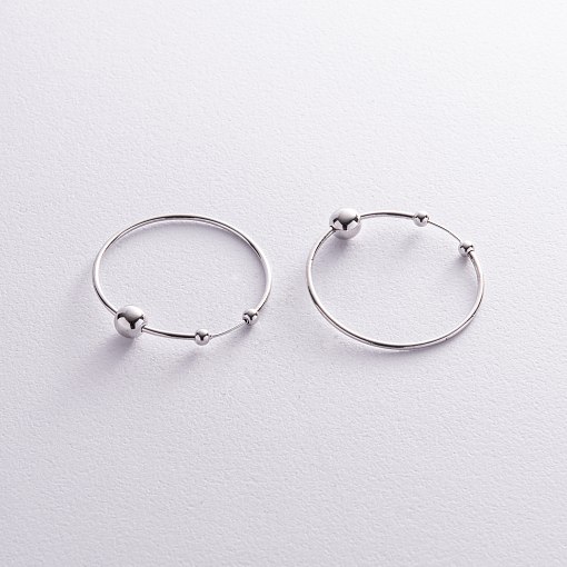 Серьги - кольца Гармония в белом золоте с08364 5
