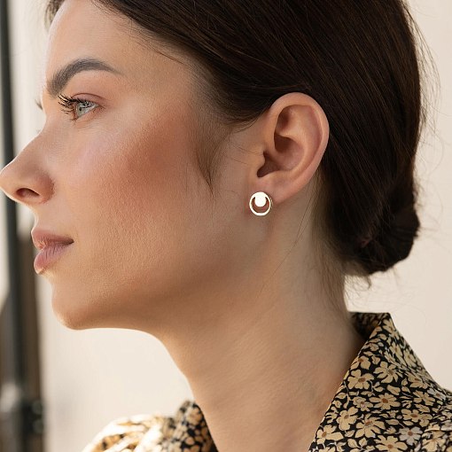 Серьги - пусеты "Искренность" в желтом золоте с06996 5