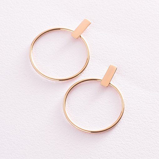 Серьги - пусеты "Уверенность" в желтом золоте с07749