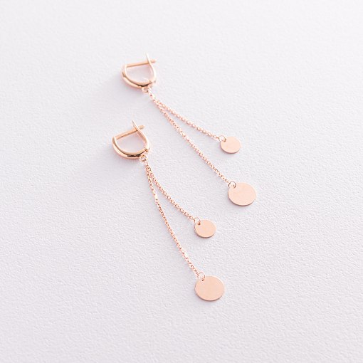 Золотые серьги "Монетки на цепочке" с07386