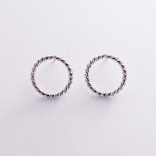 Серьги - пусеты "Триана" в белом золоте с08279 4