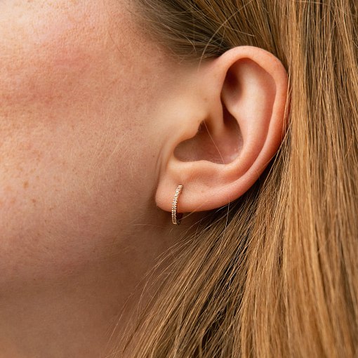 Золотые серьги с фианитами с09070 4