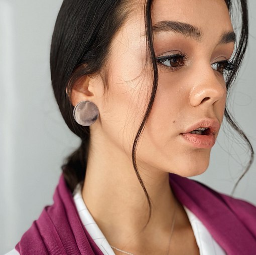 Серьги "Большие кометы" в белом золоте с06677 7