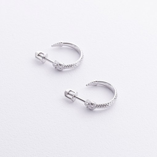 Серьги - пусеты "Гремучие змеи" в белом золоте с09077 5