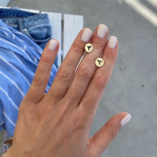 Серьги-пусеты "Колибри" в желтом золоте с06715 2