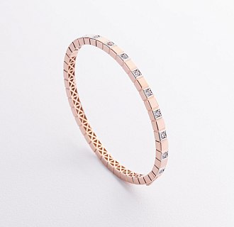 Жесткий золотой браслет "Кубики" (фианиты) б05615