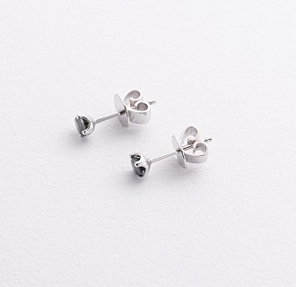 Золоті сережки - пусети з чорними діамантами сб0443y №5