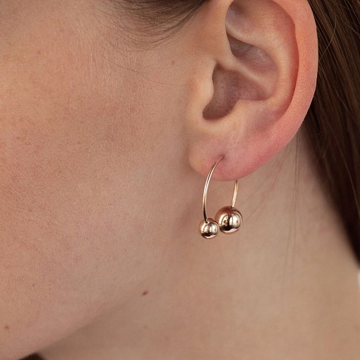 Серьги "Хельга" с шариками (красное золото) с08234 2