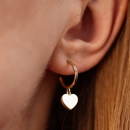 Золотые серьги - пусеты "Сердечки" с07393 4