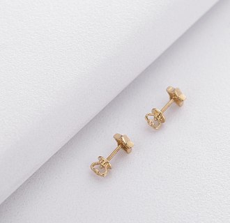 Сережки-пусети Зірочки в жовтому золоті с06193 №4
